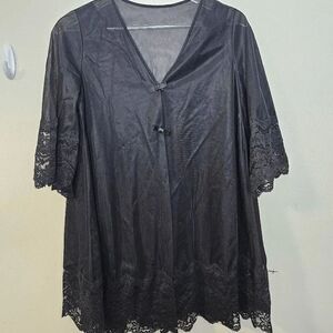 Gilead Vintage Robe & Gown Nightie Sleepwear Set Lace Women's Black Size Small
